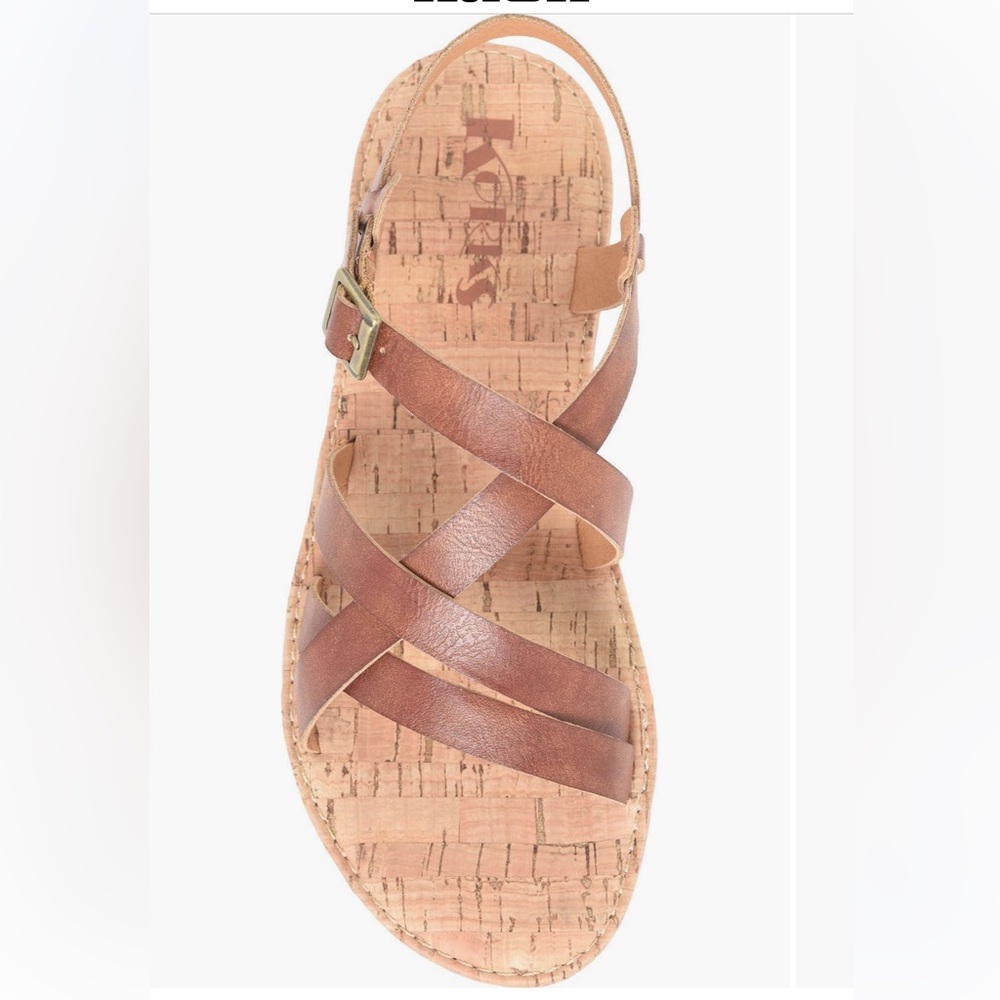 KORKS Brown Leather Jerrick Sandals in Tan Size 7